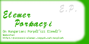 elemer porpaczi business card
